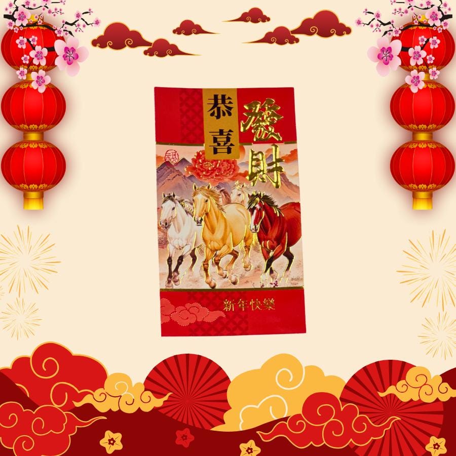 Horse Red Envelopes | Chinese New Year Hongbao (Pack of 6)