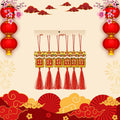 Lion Dance Tassel Hanging Decor | Chinese New Year Red Gold Ornaments (Set of 6)